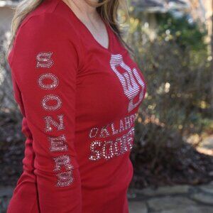 Oklahoma Sooners RED Long Sleeved Shirt Sooners sleeve XS S M L XL XXL 1x2x3x4x5